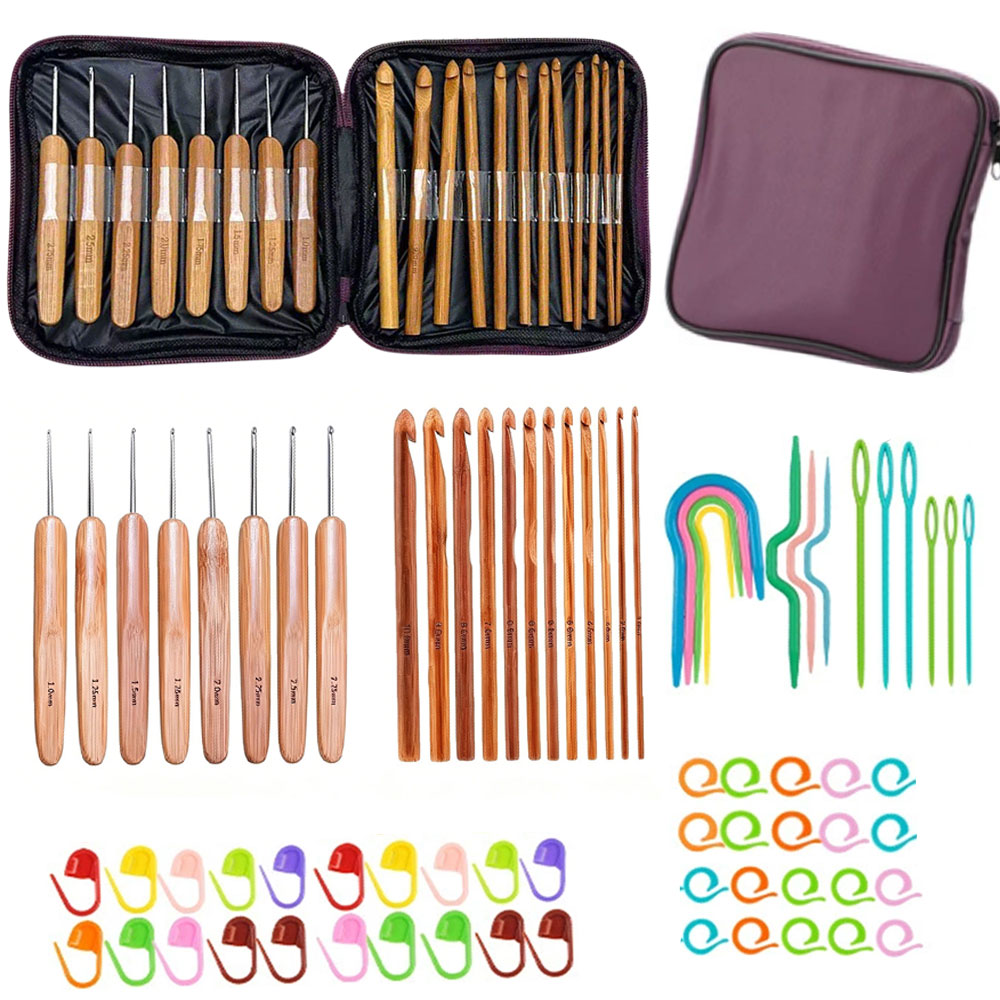 Tool Set - 74pcs Set Jarum Rajut Bambu Alat
