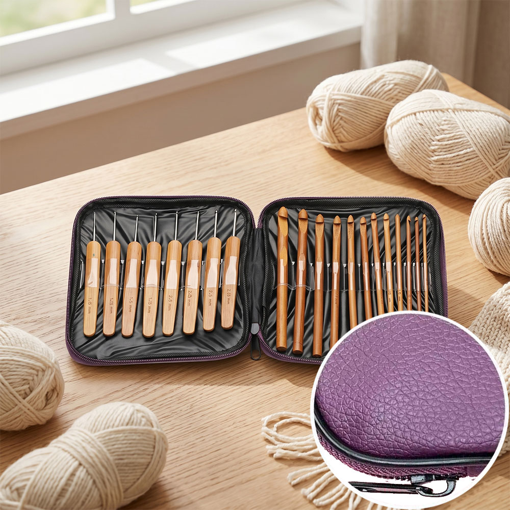 74pcs Set Jarum Rajut Bambu Al - Tool Set ulasan dan harga
